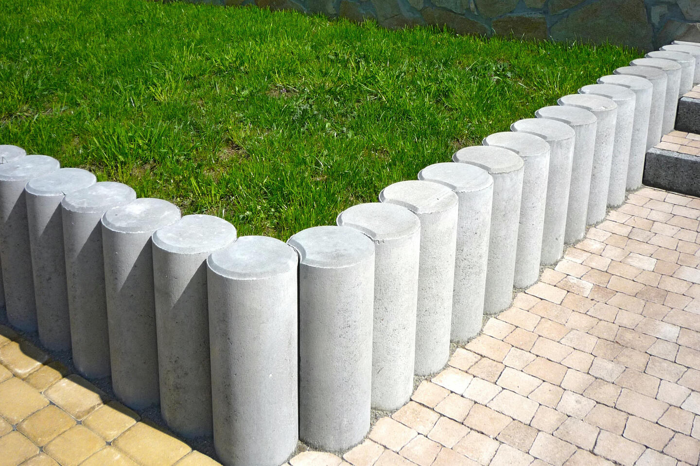 lawn and vertical concrete